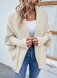 SOLID COLOR BAT SLEEVE CARDIGAN COAT SWEATER
