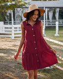 SLEEVELESS SHIRT COLLAR SOLID COLOR DRESS