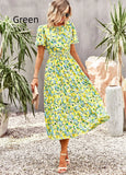 SUMMER PRINT SHORT-SLEEVED DRESS