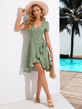 BOHEMIAN FLORAL V-NECK SHORT SLEEVE DRESS