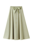 HIGH WAIST BOW TIE BIG SWING SKIRT