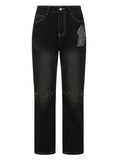 WOMEN WINGS PRINTED STRAIGHT JEANS