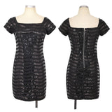 SQUARE NECK BACKLESS MINI SEQUINED DRESS