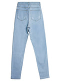 HIGH ELASTIC WAIST WASHED SLIM JEANS