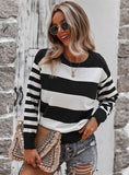 WARM STRIPED STITCHING SWEATER