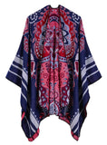 WOMEN ETHNIC FLOWERS SHAWL LARGE CLOAK