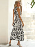 FLORAL SLING SLEEVELESS HALTER NECK DRESS