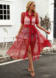 A-LINE MESH PERSPECTIVE DRESS