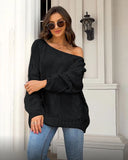 LOOSE ROUND NECK SOLID COLOR SWEATER