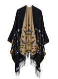 TRIANGULAR SMALL SQUARE JACQUARD TASSEL SPLIT CLOAK