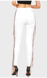 FLASHES BEADS PANTS WHITE JEANS