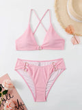 SEXY SOLID COLOR SPLIT BIKINI