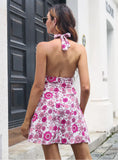 NECK V-NECK CHIFFON BEACH DRESS