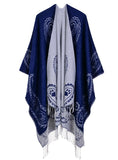 FRINGED CASHEW FLOWER SHAWL DUAL-PURPOSE CLOAK