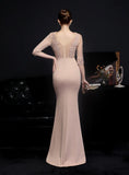 SHORT SLEEVE MERMAID LACE BEADING PROM DRESS