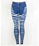 TEAR-WASHED ELASTIC JEANS BEGGARS' FEET PANTS