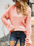 LEISURE V-STRIPED PULLOVER SWEATER