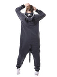GRAY RACCOON PANDA ONESIE PAJAMA ANIMAL SLEEPWEAR