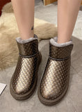 WOMEN'S LEATHER SHORT SNOW BOOTS COTTON