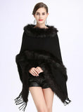 LOOSE ROUND NECK FRINGED PULLOVER SWEATER CAPE SHAWL