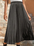 GOLDEN VELVET CASUAL PLEATED SKIRT