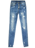 PUNCHED STRETCH JEANS PENCIL PANTS