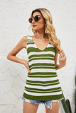 WOMEN'S STRIPED V-NECK TOP VEST