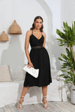 HOLLOW V-NECK STRAPS SPLIT DRESS