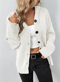 DRAWSTRING HOODED SINGLE-BREASTED SWEATER COAT