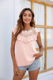 ROUND NECK LACE PLEATED CASUAL SHIRT