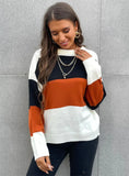 STRIPED STITCHING PULLOVER SWEATER