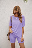 CASUAL SOLID COLOR SHORTS TWO-PIECE SUIT