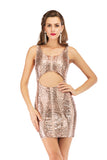 V-NECK BACKLESS SEQUINED DRESS