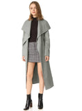 TURN-DOWN COLLAR LONG TRENCH COAT SOLID
