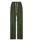 LARGE-POCKET LOOSE STRAIGHT WIDE-LEG PANTS