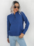 WOMEN LONG SLEEVE BUTTON SWEATER TOP