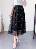 THREE-DIMENSIONAL BUTTERFLY EMBROIDERED GAUZE SKIRT