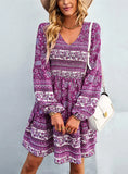 BOHEMIAN CASUAL LONG SLEEVE PRINT DRESS
