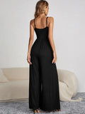 SOLID COLOR CASUAL SLEEVELESS LOOSE JUMPSUIT