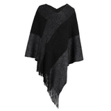 CONTRAST CLOAK SHAWL SWEATER COAT