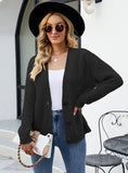 WOMEN THICK TWIST BUTTON CARDIGAN COAT
