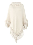 COLLAR SOLID COLORKNITTED CAPE SHAWL