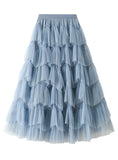 WOMEN YARN SPLICING CAKE SKIRT