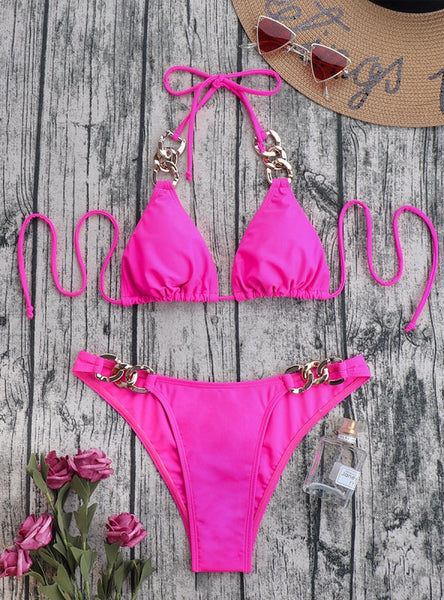 SEXY FASHION SOLID COLOR BIKINI