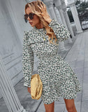 LONG SLEEVE SHORT PRINT DRESS