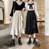 IRREGULAR RUFFLED PLEATED SKIRT
