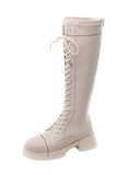 WOMEN LACE UP ELASTIC LONG BOOTS