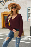 V-NECK LONG SLEEVE PULLOVER SWEATER