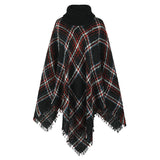 CAPE LAPEL STRIPED COLORED CHECK SHAWL