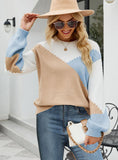 COLOR MATCHING PULLOVER STRIPED SWEATER